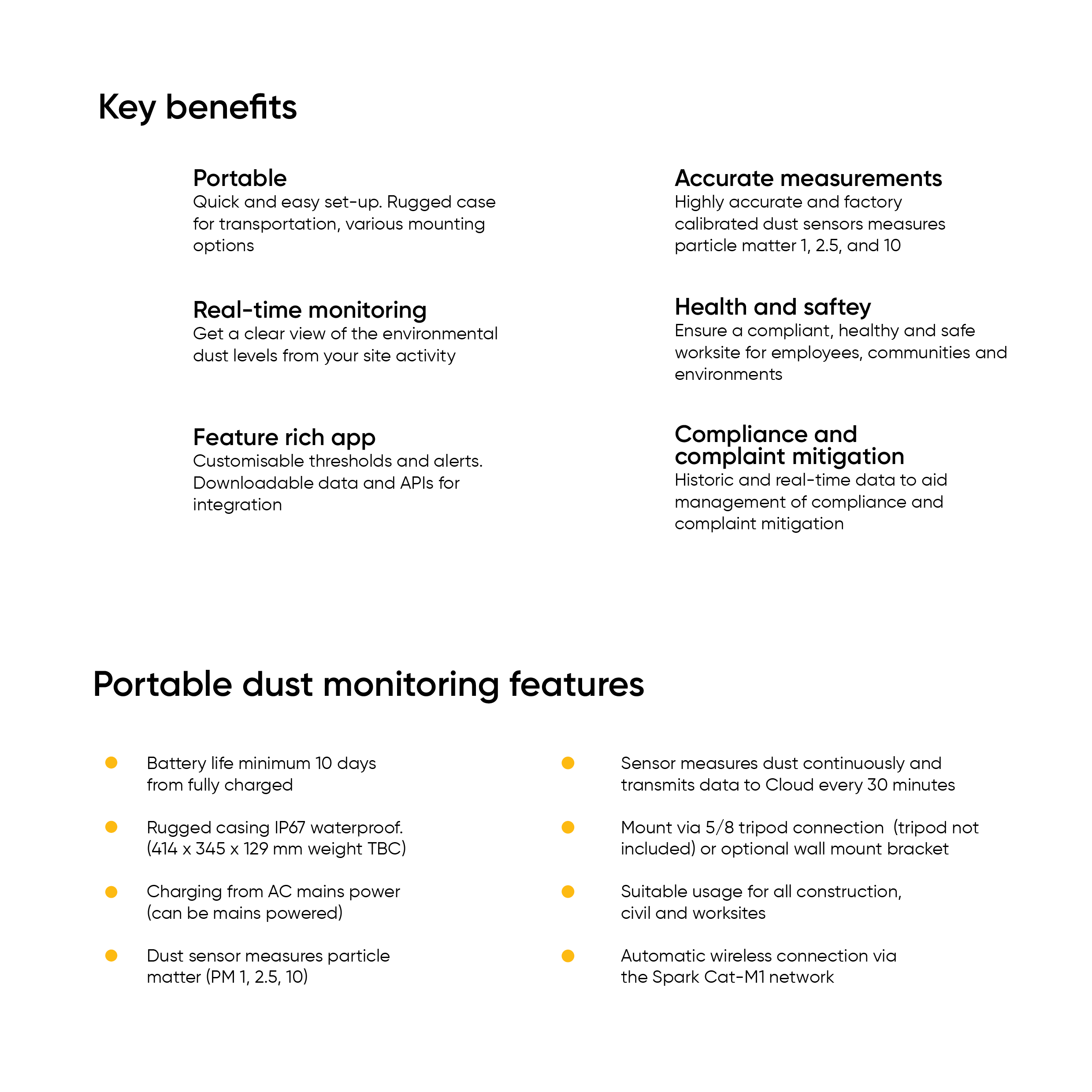 Dust monitoring Realtime, wireless, portable dust monitoring
